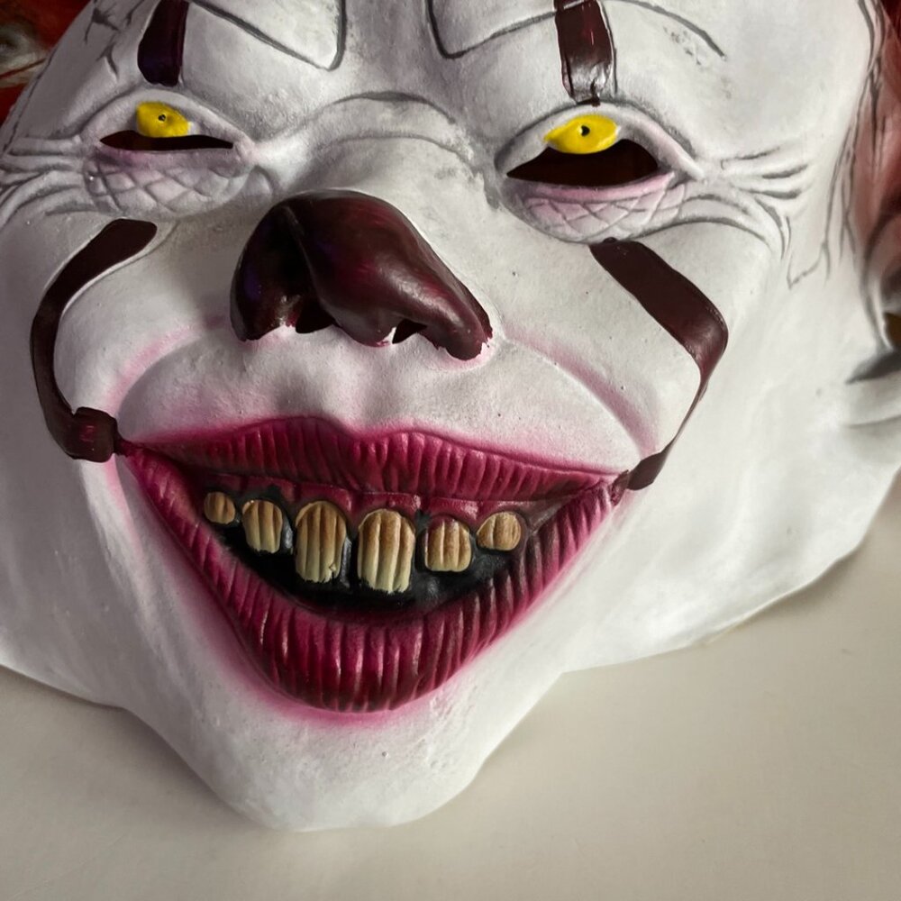 Horror Clown Mask with Red Hair